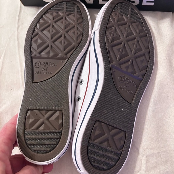 Brand new never worn Converse White Canvas Sneakers with Red Trim - Picture 2 of 4